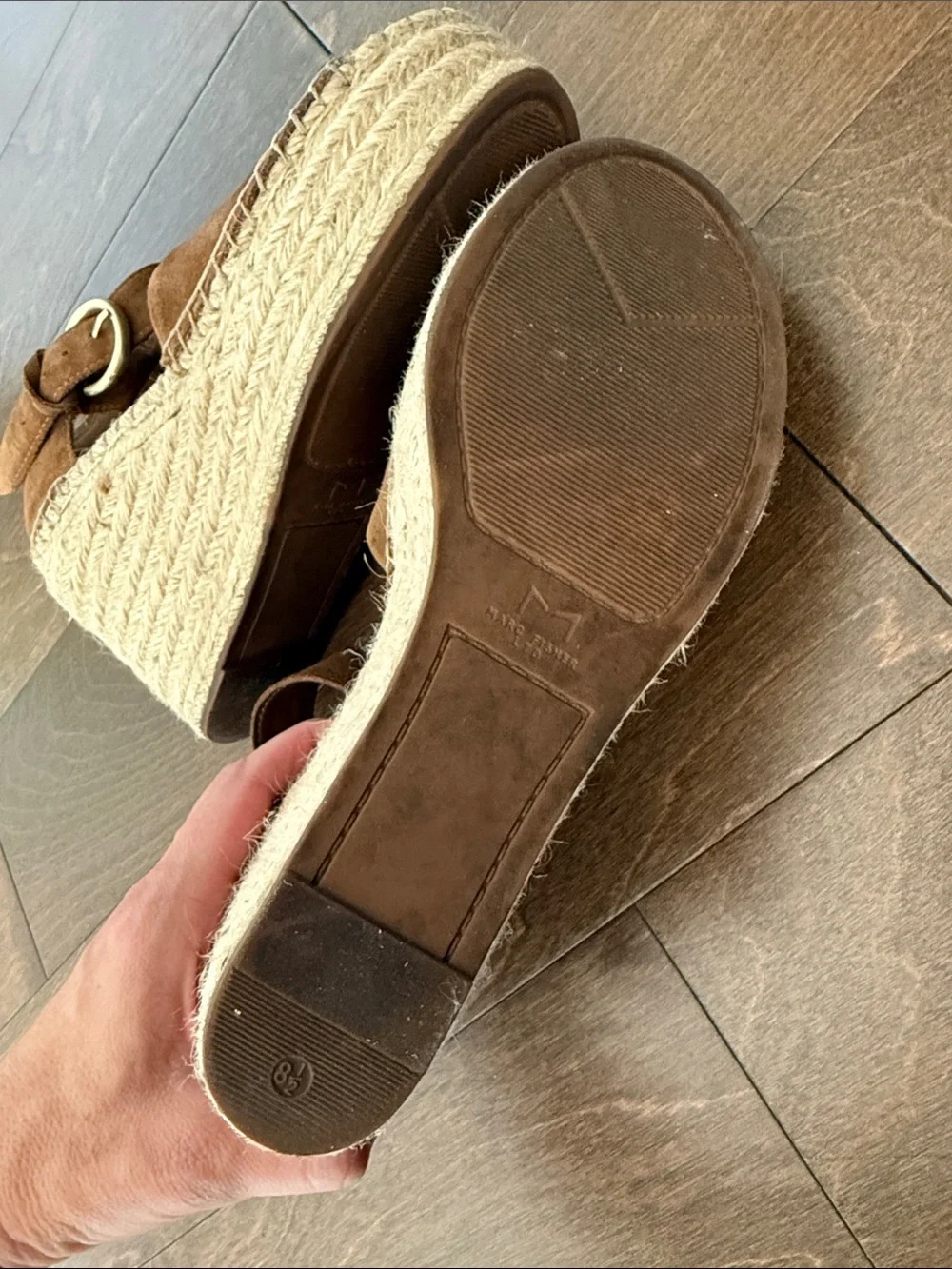 Marc Fisher Brown Suede Espadrille Wedge Sandals - Size 8.5